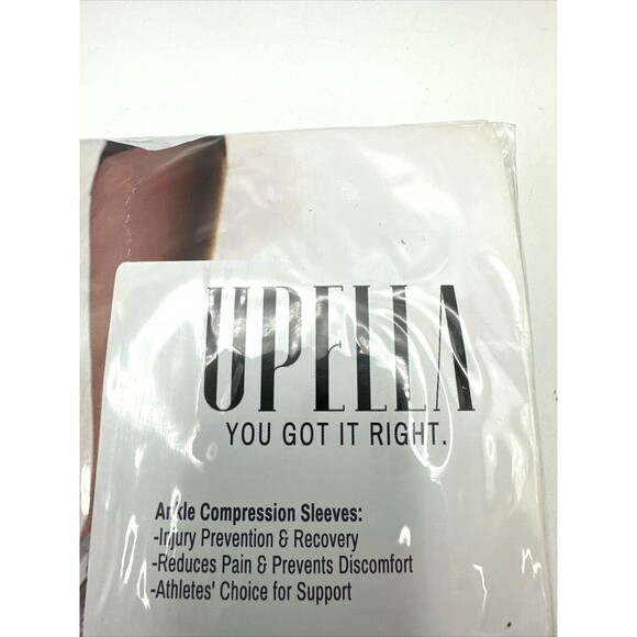 Upella Ankle Compression Sleeves Grey/Black 2 Sleeves (1 Pair) Size LARGE- NEW - Picture 2 of 4